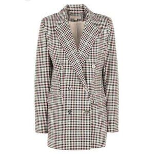 Michael Michael  Kors Micro Plaid Structured Double Breasted Blazer 6